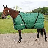 Country Pride Sentinel Channel Quilt Horse Stable Blanket, Midweight Open Front, 420D Nylon Outer Shell, 250g Poly-Fill Insulation, Wither Protection, Adjustable Leg Straps, Bias Surcingle (80,Green)