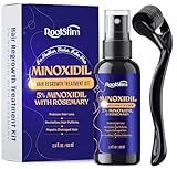 Minoxidil 5% Beard Growth Kit for Men and Women with Rosemary: Extra Strength Minoxidil Hair Regrowth Treatment Spray 2 FL OZ