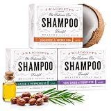 J.R.LIGGETT'S Shampoo Bar 3-Pack, Tea Tree, Jojoba & Peppermint, and Coconut & Argan Oil Formula, All Natural, Plant-Based Solid Hair Cleanser Bar Variety Set, Sulfate-Free, 3.5 oz Each