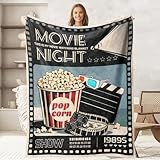 keepitcozi Movie Throw Blanket for Movie Lovers Adult Kids, Popcorn Film Theater Gifts Blanket Cinema Home Room Decor for Women Men, Flannel Soft Blanket for Bed Couch 50"x60"