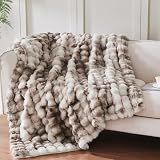 Serenhom 50"x60" Ultra-Soft Fuzzy Faux Fur Throw Blanket, Brown Tie Dye