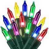 Watereem Multicolor Christmas String Lights, 100 Count, Incandescent Mini Christmas Lights, Connectable Xmas Tree Light for Indoor Outdoor Garland Birthday Holiday Wedding Festival Party