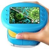 Odatay 4K 1000X Digital Microscope for Kids with 32G Card, Long Distance Viewing & 2.4" Screen Portable Handheld Edu Toys for Age 3-12 Exploring Bugs Plants at Home Classroom & Outdoor Travel, Blue