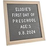 C CRYSTAL LEMON Felt Letter Board 10x10 Inch – 336 Letters, Numbers & Symbols – Gray Message Board with Wooden Frame, Wall Mount or Free Standing