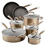 Circulon Premier Professional Hard Anodized Nonstick Cookware Induction Pots and Pans Set, 12 Piece, Bronze