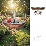 EdenseeLake Metal Bird Bath for Outside with Solar Powered Fountains, Upgraded 5-Prong Base Stake Birdbaths Feeder with Detachable Bowl for Outdoors Lawn Patio Yard Garden Decor, 30.5 Inch