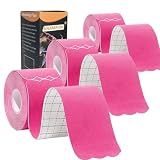 Kinesiology Tape Pro Athletic Sports (3 Rolls,60 Precut Strips) Waterproof Breathable Latex Free Tape for Ankle Wrists Knees Elastic Running Tennis Swimming Football Sports Activities Tapes(Pink)…