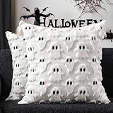 DFXSZ Halloween Pillow Covers 18x18 inch 2Pcs White Ghost Halloween Decor