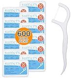 600 Count Dental Floss Picks – Toothpicks for Deep Cleaning, Comfortable Handle to Care Teeth Clean Flat Wire – 50 Pack with Picks Per Portable Case for Family
