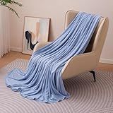 Amazon Basics Cooling Blanket for Hot Sleepers, Reversible Lightweight Thin Throw Blanket for Bed, Couch and Sofa, Queen (90" x 90"), Blue