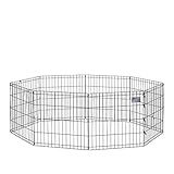 MidWest Homes for Pets Folding Metal Puppy/Dog Exercise Pen, Indoor/Outdoor Playpen with No Door, Provides 16 Sq Feet of Play Space, 24-Inches Tall, Black E-Coated