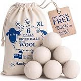 Handy Laundry Wool Dryer Balls 6-Pack, Reusable Natural Fabric Softener