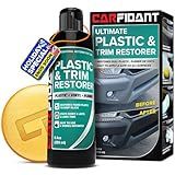 Carfidant Plastic Restorer for Cars – Refreshes Faded Plastic, Vinyl & Rubber Trim with Polish for Deep Shine – Protects Against UV & Dirt – Black Exterior & Interior Care for Detailing - 8.4 fl. Oz.