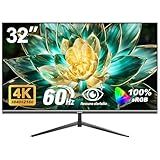 Gawfolk 32 Inch 4K UHD Computer Monitor, Ultra-Clear (3840×2160p) Screen, 100% sRGB,178° Viewing Angle, Display Port、HDMI, Compatible with Wall mounting 100 * 100MM - Black
