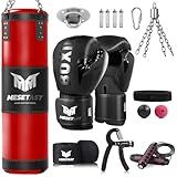 Mesetast Punching Bag for Adults, 4ft Heavy Boxing Bag Set with 12 OZ Gloves for MMA Karate Kickboxing Boxing - Unfilled
