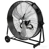BILT HARD 24" 8100 CFM High Velocity Industrial Drum Fan, 3-Speed Heavy Duty Metal Shop Fan for Warehouse, Workshops, Garage, Factory and Basement - UL Listed