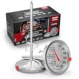 AWLKIM 2 Pack Analog Probe Meat Thermometer, NSF Certified, No Battery Needed, 2.5-in Extra-Large Dial, 120-220°F Read Range, Oven Safe up to 500°F, Bimetallic Stem for Cooking, Roasting, Turkey