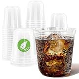 Stock Your Home 12oz Disposable Stemless Wine Glasses, 50 Pack, Commercially Compostable Cold Cups, Cocktail Cups, Round Bottom Plastic Cups, PLA Cups for Wine, Soda & Cocktails