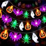 20FT 40LED Halloween Lights Outdoor Indoor Pumpkin Bat Spider Ghost Halloween String Lights Battery Operated, 8 Light Modes Waterproof Fairy Lights Decorations for Home Yard Window Party Outside Decor
