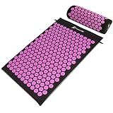 ProsourceFit Acupressure Mat and Pillow Set for Back/Neck Pain Relief and Muscle Relaxation, Large - Black/Pink