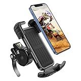 Bike Motorcycle Phone Mount,[Super Stable Metal] Bike Motorcycle Phone Holder with Security Lock, Bicycle Phone Mount with Soft Cushion & Adjustable Clip Compatible with 4.7''-6.8'' Phone(1 pack)