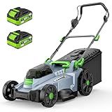 40V Cordless Lawn Mower, 17" Walk Behind Electric 4.0 Ah Battery Powered Lawnmower, with 50L Grass Bag, Brushless Motor, 6 Adjustable Cutting Heights, for Garden/Patio/Yark/Lawn