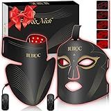 Onisdin Red Light Therapy Mask Set, Five-Level Brightness Adjustment for Face and Neck, 630nm Infrared Light + 850nm Near-Infrared LED Therapy Phototherapy, Portable Mask with Power Storage, Black