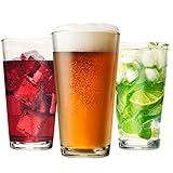 Drinking Glasses Set of 12-16 oz Glass Cups - Pint & Beer Glasses - Dishwasher Safe Water Glasses - Highball Tumblers