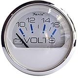 Faria Beede 13805 Chesapeake Stainless Steel Voltmeter (10-16 VDC) - 2', White