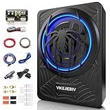 1200W Subwoofer, Slim Underseat Car Subwoofer and Amp Package with Ambient Light, Individual Control for Low Pass/Gain/Boost Bass, Loud Stereo Sound, Deep Bass Perfect for Truck/SUV/Jeep/MPV (Black)
