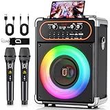 HWWR Karaoke Machine with 2 Microphones, Portable Bluetooth 5.3 Karaoke Speaker for Outdoor Events,Gatherings and Parties, PA System with Echo Adjustment for Adults,Support TVs Connected via Auxiliary