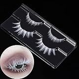 outopen White False Eyelashes Halloween White Eye lashes Extension Tools Anime Cosplay Makeup Natural Looking Masquerade Party Eyelashes (A01-White 2 Pairs(Upper&Bottom))