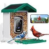 Smart Bird Feeder with Camera, AI Bird Species Identification Solar Powered Panel, 2.5k HD Video Bird House with Camera for Outside Garden, Ideal Gifts for Lover,Green