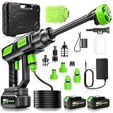 6-in-1 Portable Cordless Pressure Washer Battery Powered, 1300 PSI Cordless Power Washer Portable with 2 X 4.0ah Batteries, Handheld Pressure Washer for Car and Garden Cleaning - 1PCS