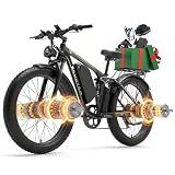 Ekellaka 9000W Dual Motor Electric Bike for Adults, 48MPH Fast Full Suspension Ebike, 52V 36Ah Removable Battery for 120 Miles Range, 26 Inch Fat Tire Dual Shock All-Terrain E-Bike, 400lbs Capacity