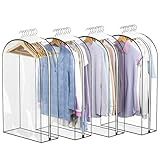 Liuoud Clear Garment Bags for Hanging Clothes 10” Gusseted, Suit Bags for Closet Storage, Hanging Plastic Clothes Cover for Coat, Dress, Fur, Shirt, 4 Pack, 40” Long