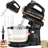 Stand Mixer Electric Kitchen Mixer, 3.2 QT Auto-Rotating Bowl & Beater Tilt-Head 2-IN-1 Standing Hand Mixer, 250 Watt 5-Speed with Turbo Boost Household Mixer with Beaters & Dough Hooks for Baking