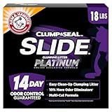 ARM & HAMMER Clump & Seal SLIDE Platinum Multi-Cat Clumping Cat Litter, 14-Day Odor Control, EZ Clean Technology, 18 lbs – No Scrubbing, Powerful Odor Eliminator