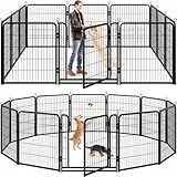 Kfvigoho Dog Playpen Outdoor Extra Wide 12 Piece Panels Heavy Duty Anti-Rust Coating-Strengthened Dog Fence 40" Height with Doors Portable for RV Camping Yard, Total 32FT, 79 Sq.ft, Snowy Black