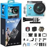 AKASO EK7000 4K30FPS 20MP WiFi Action Camera with EIS Ultra HD 131FT Waterproof Underwater Camera Remote Control 4X Zoom Support External Microphone Blue