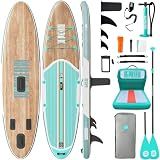 Niphean Inflatable Stand Up Paddle Board with SUP Accessories,Mint Wood