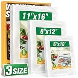 FUNFERY 100 PCS Precut Vacuum Sealer Bags for Food 11"x16"/8"x12"/6"x10"