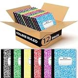 Rosmonde 12 Pack Bulk Composition Notebooks College Ruled, Assorted Colors