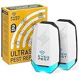 Ultrasonic Pest Repeller Control Plug in 2 Pack- Electronic Insect Defender - Roach Bed Bug Mouse Mosquito - Indoor Reject - for Cockroach Ants Mice Fly Rat Bedbug