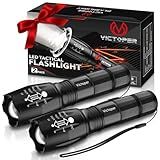 Victoper LED Flashlight 2 Pack, Bright Tactical Torch High Lumens with 5 Modes, Waterproof Zoomable Flash Light for Outdoor, Gifts for Camping Essentials Gear