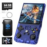 R36MAX Retro Handheld Game Console, 4.0 Inch 720x720 IPS Screen, 64GB Built-in 18,000+ Classic Game, Portable Hand Held Open Source Linux System, 4000mAh Battery Retro Gaming Console(Blue 64GB)