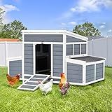 AECOJOY 56" Chicken Coop, Large Wooden Chicken House with 6 Nesting Boxes, Outdoor Hen House Chicken Hutch, Poultry Pet Cage for Lawn Backyard