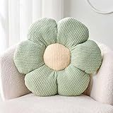 Kcvvcr Flower Throw Pillow, Soft Sage Green 14.9" Shaped Floor Pillow for Home Decor, Cute Aesthetic Plush Decorative Pillows for Bed, Sofa, Couch