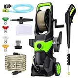 Electric Pressure Washer, 2.5 GPM High Power Washer with 4 Nozzles Set & Foam Cannon, Power Washer for Driveways, Cars, Fences, Decks, Patios, and Outdoor Cleaning