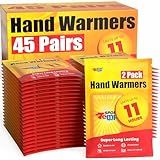 Hand Warmers (45 Pairs) - Up to 11 Hours of Heat, Super Long Lasting - Easy, All Natural - Air Activated, for Body, Hands & Toes - Odorless Hot Hand Warmer - Sport Temp